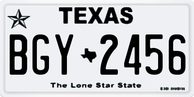 TX license plate BGY2456