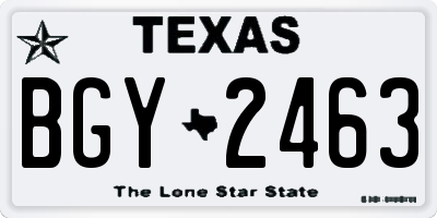 TX license plate BGY2463