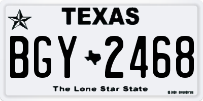 TX license plate BGY2468