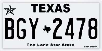TX license plate BGY2478