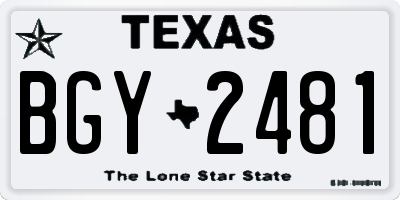 TX license plate BGY2481