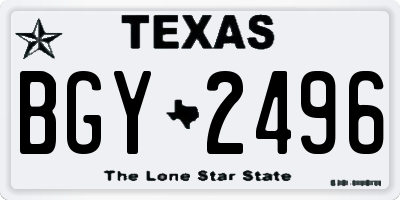 TX license plate BGY2496