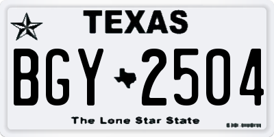 TX license plate BGY2504