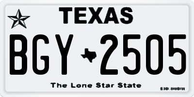 TX license plate BGY2505
