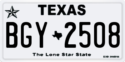 TX license plate BGY2508