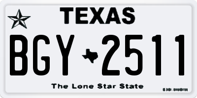 TX license plate BGY2511