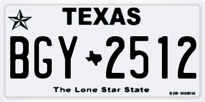 TX license plate BGY2512