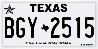 TX license plate BGY2515