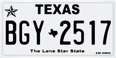 TX license plate BGY2517