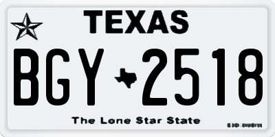 TX license plate BGY2518