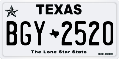 TX license plate BGY2520