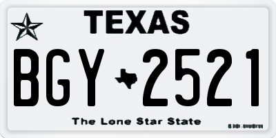 TX license plate BGY2521