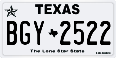 TX license plate BGY2522