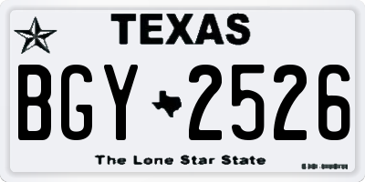 TX license plate BGY2526