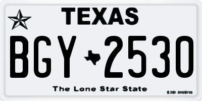 TX license plate BGY2530