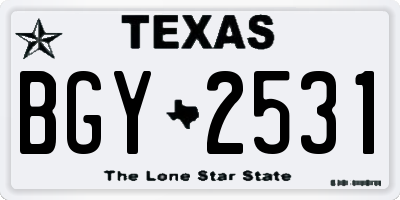 TX license plate BGY2531