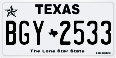 TX license plate BGY2533