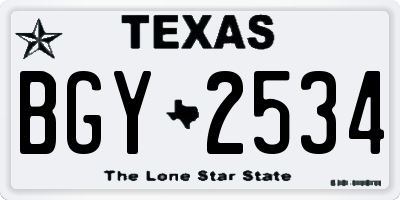 TX license plate BGY2534