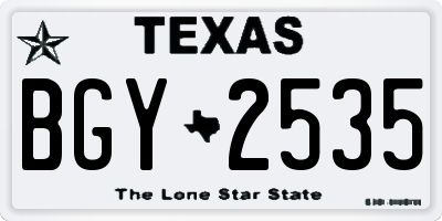TX license plate BGY2535