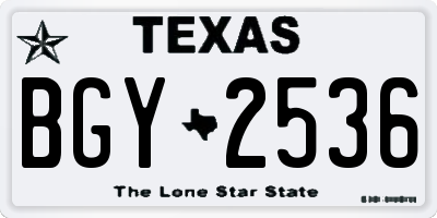 TX license plate BGY2536