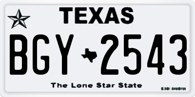 TX license plate BGY2543