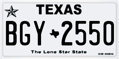 TX license plate BGY2550