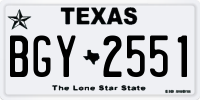 TX license plate BGY2551