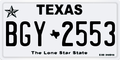 TX license plate BGY2553