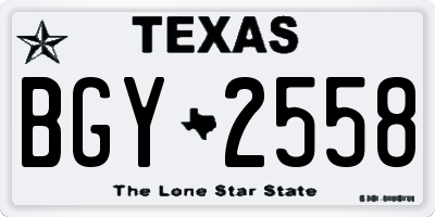 TX license plate BGY2558