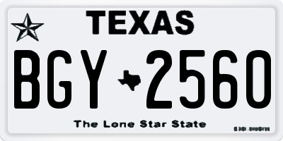 TX license plate BGY2560