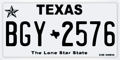 TX license plate BGY2576