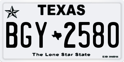 TX license plate BGY2580