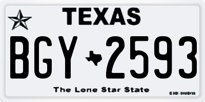 TX license plate BGY2593
