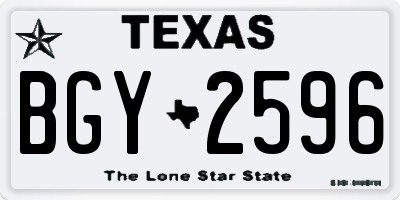 TX license plate BGY2596