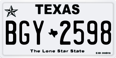 TX license plate BGY2598