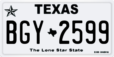 TX license plate BGY2599
