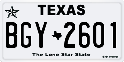 TX license plate BGY2601