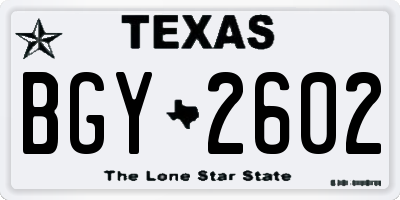 TX license plate BGY2602