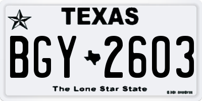 TX license plate BGY2603