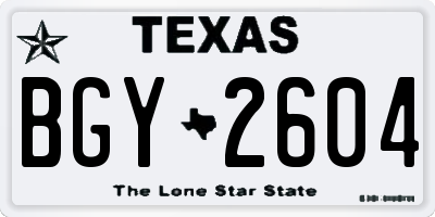 TX license plate BGY2604