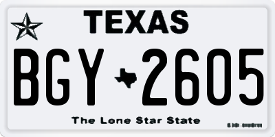 TX license plate BGY2605
