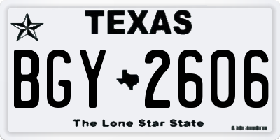 TX license plate BGY2606