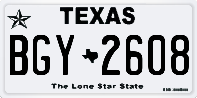 TX license plate BGY2608