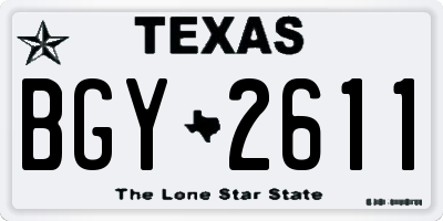 TX license plate BGY2611