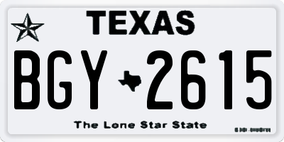 TX license plate BGY2615