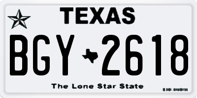 TX license plate BGY2618