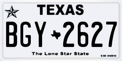 TX license plate BGY2627
