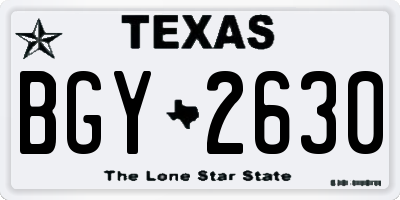 TX license plate BGY2630