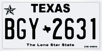 TX license plate BGY2631