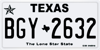 TX license plate BGY2632